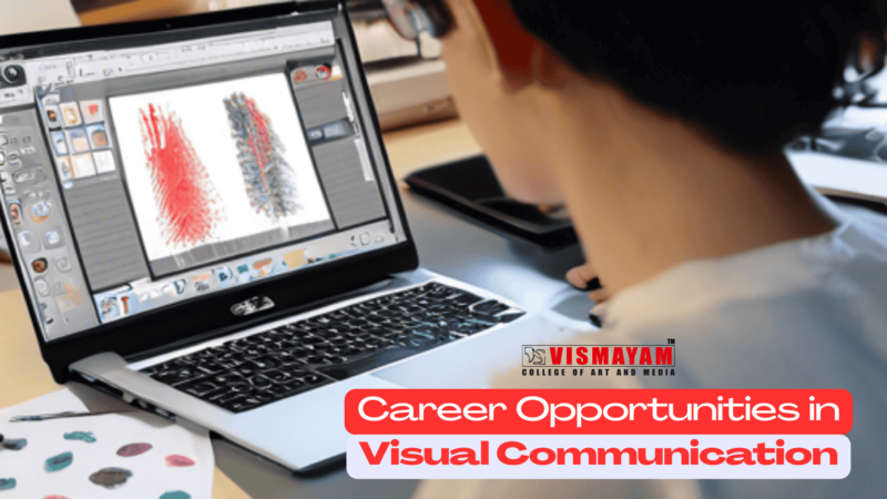 A graphic showcasing various career opportunities in visual communication, highlighting creativity and professional growth opportunities.